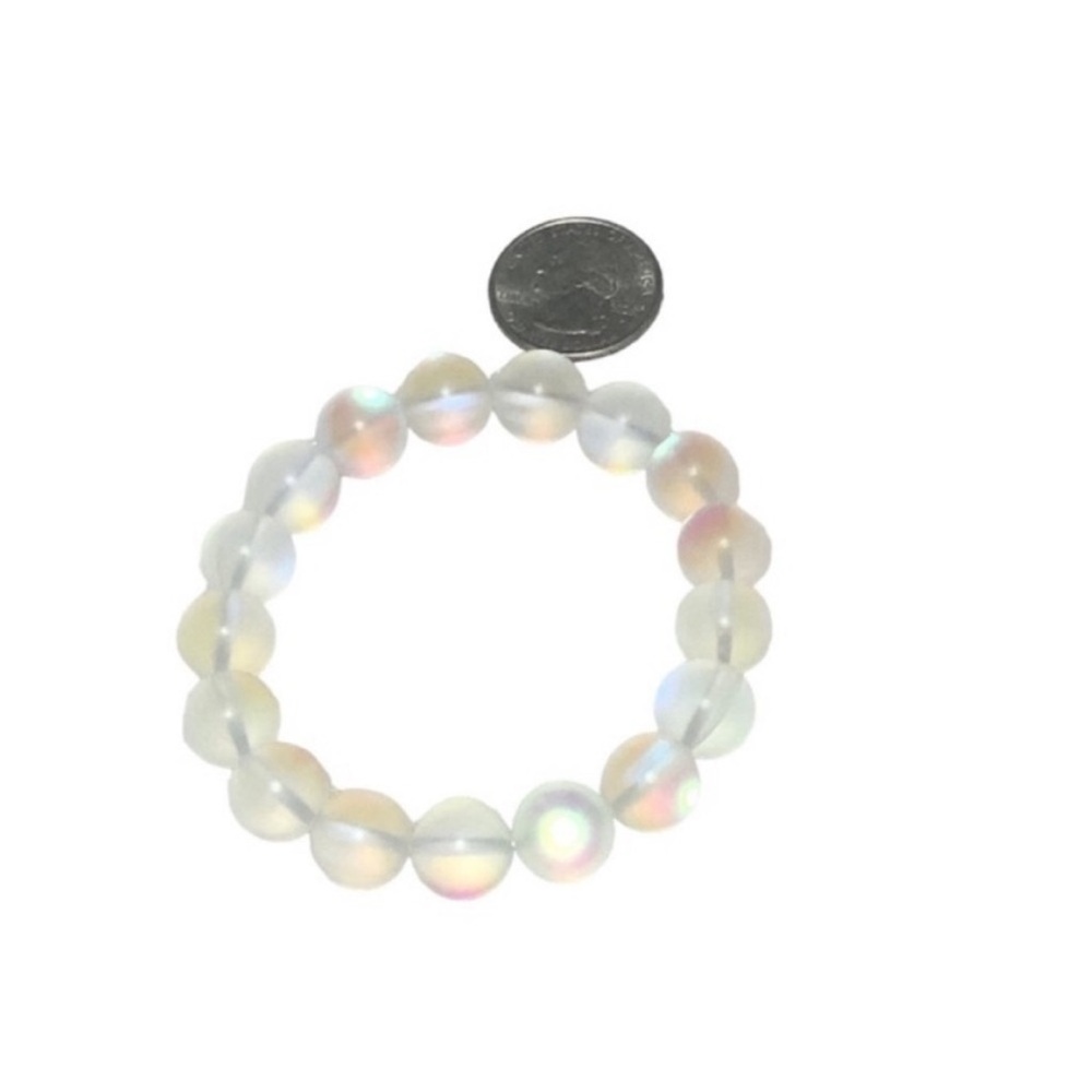 UNBRANDED Frosted Iridescent GLASS AB BEADED Luminous Stretch Bracelet - Picture 6 of 9